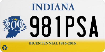 IN license plate 981PSA
