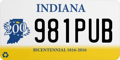 IN license plate 981PUB