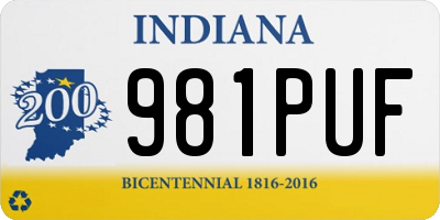 IN license plate 981PUF