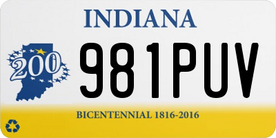 IN license plate 981PUV