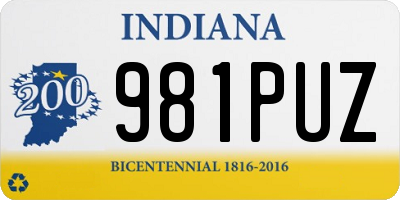 IN license plate 981PUZ