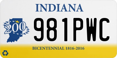 IN license plate 981PWC