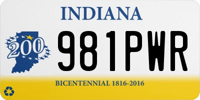 IN license plate 981PWR