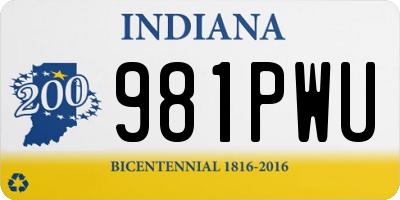IN license plate 981PWU