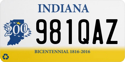 IN license plate 981QAZ