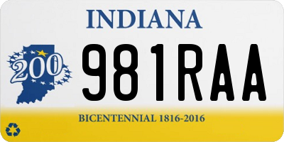 IN license plate 981RAA