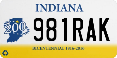 IN license plate 981RAK