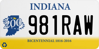 IN license plate 981RAW