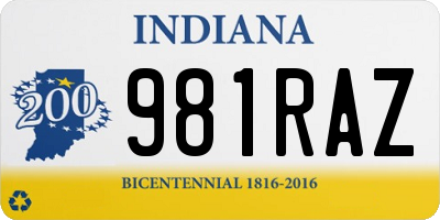IN license plate 981RAZ