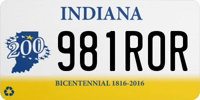 IN license plate 981ROR