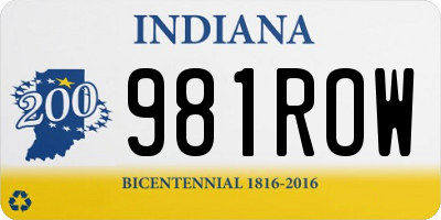 IN license plate 981ROW