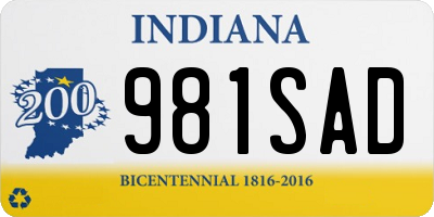 IN license plate 981SAD