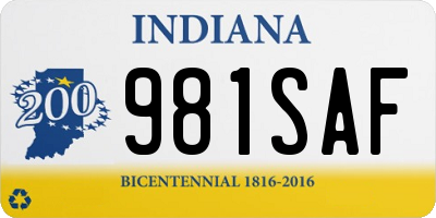 IN license plate 981SAF