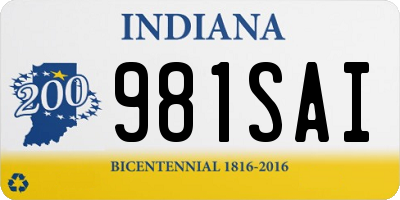 IN license plate 981SAI