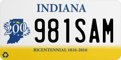 IN license plate 981SAM