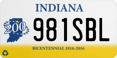 IN license plate 981SBL