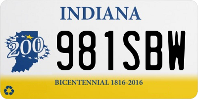 IN license plate 981SBW