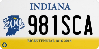 IN license plate 981SCA