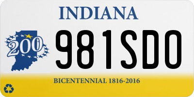 IN license plate 981SDO