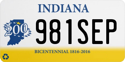 IN license plate 981SEP