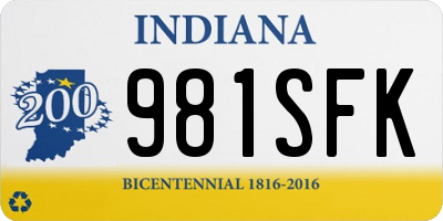 IN license plate 981SFK