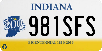 IN license plate 981SFS