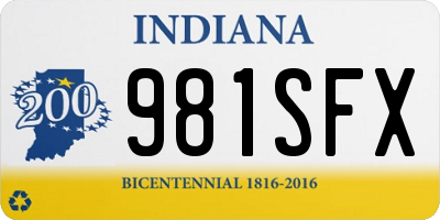 IN license plate 981SFX