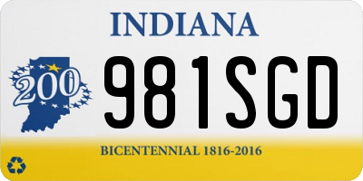 IN license plate 981SGD