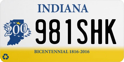 IN license plate 981SHK