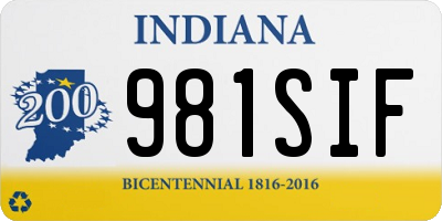 IN license plate 981SIF