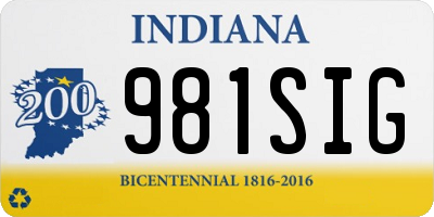 IN license plate 981SIG