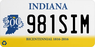 IN license plate 981SIM