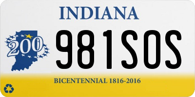 IN license plate 981SOS