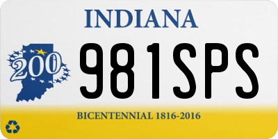 IN license plate 981SPS