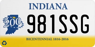 IN license plate 981SSG