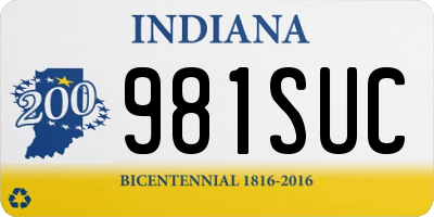 IN license plate 981SUC