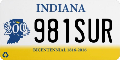 IN license plate 981SUR