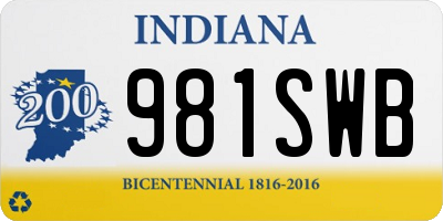 IN license plate 981SWB