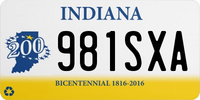 IN license plate 981SXA