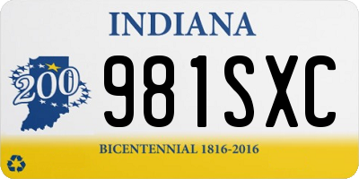 IN license plate 981SXC