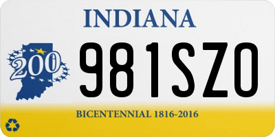 IN license plate 981SZO