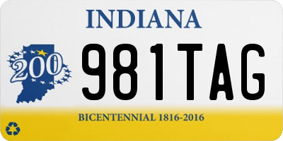 IN license plate 981TAG