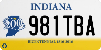IN license plate 981TBA