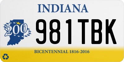 IN license plate 981TBK