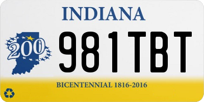 IN license plate 981TBT
