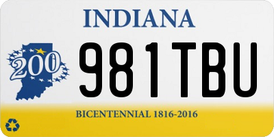 IN license plate 981TBU