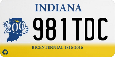 IN license plate 981TDC