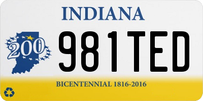IN license plate 981TED