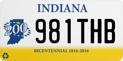 IN license plate 981THB