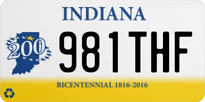 IN license plate 981THF